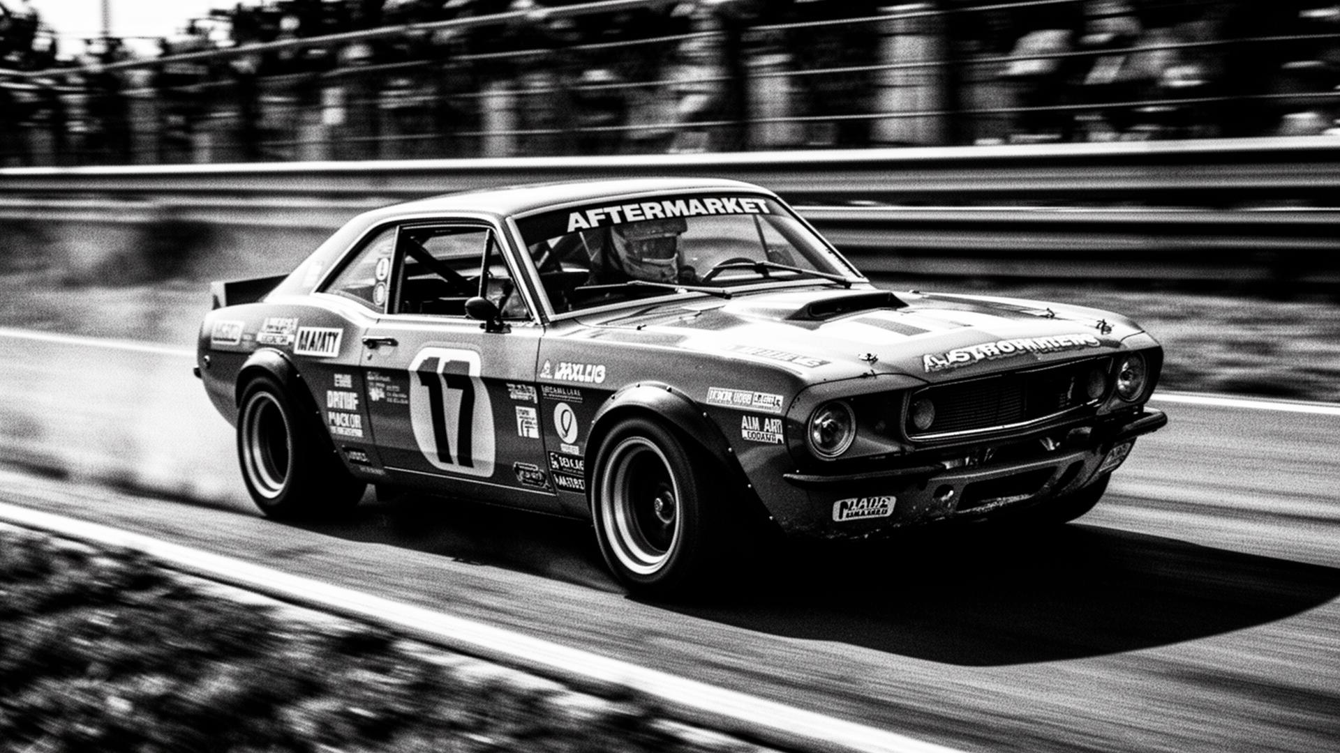 Vintage race car at speed on a circuit